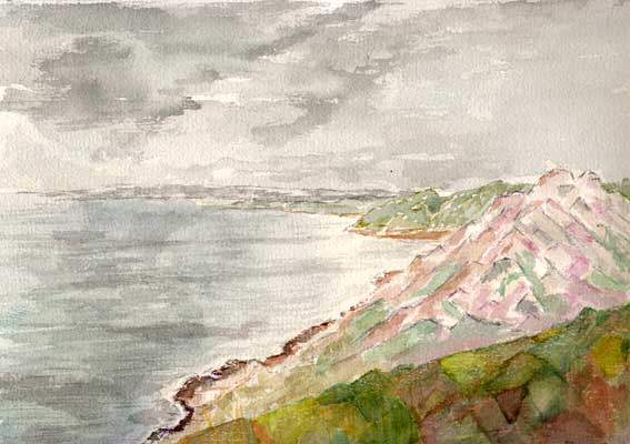 Gruchy, lande et rochers sous la pluie