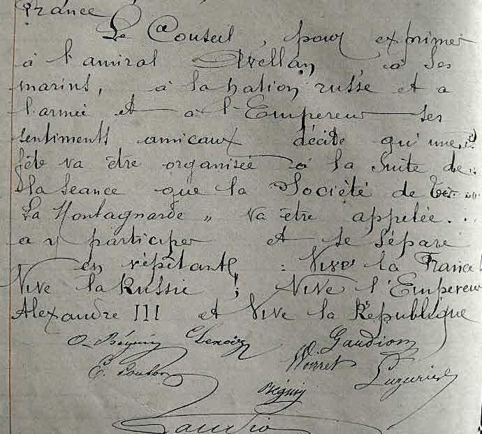 le Conseil municipal lève son verre à la santé d'Alexandre III