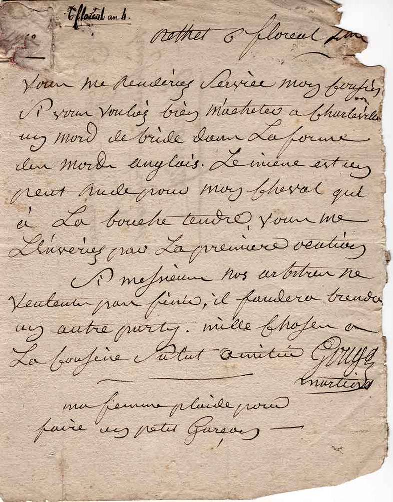 Lettre du 25 avril 1796