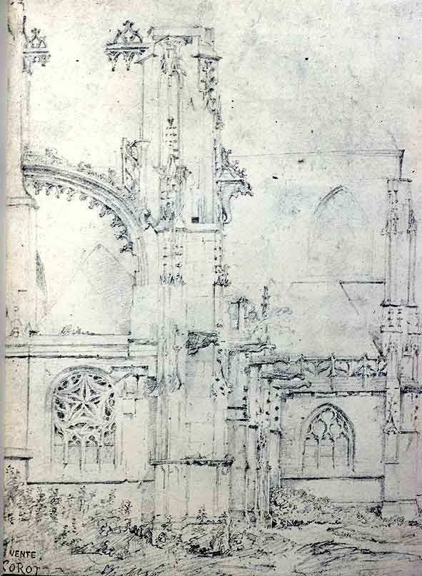 église Saint-Pierre de Rouen, dessin par Corot