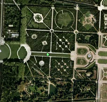 les jardins de Versailles d'après Google Earth en 2010