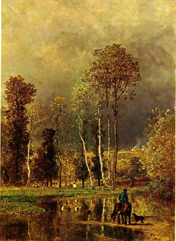 scène d'avant orage brossée par Troyon
