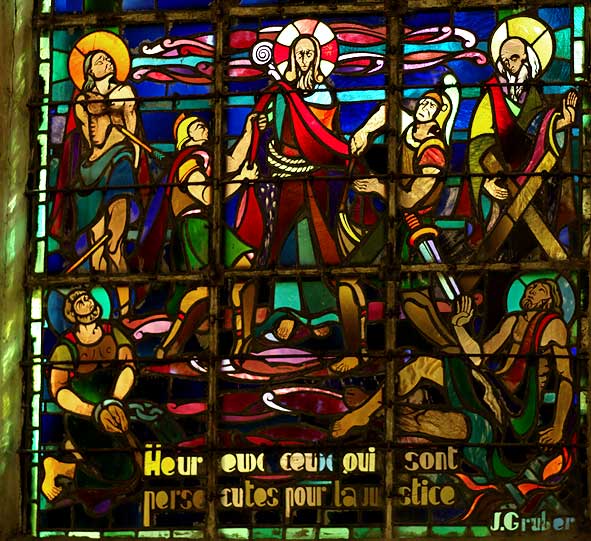 vitrail des béatitudes à Braine par Jacques Gruber