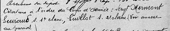 citation en l'honneur de Jean de La Ville. JMO 26N646/1, 2 novembre 1914, p.39