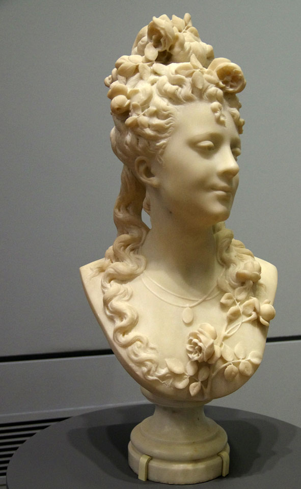 Carrier-Belleuse, buste de femme au rosier, 1858