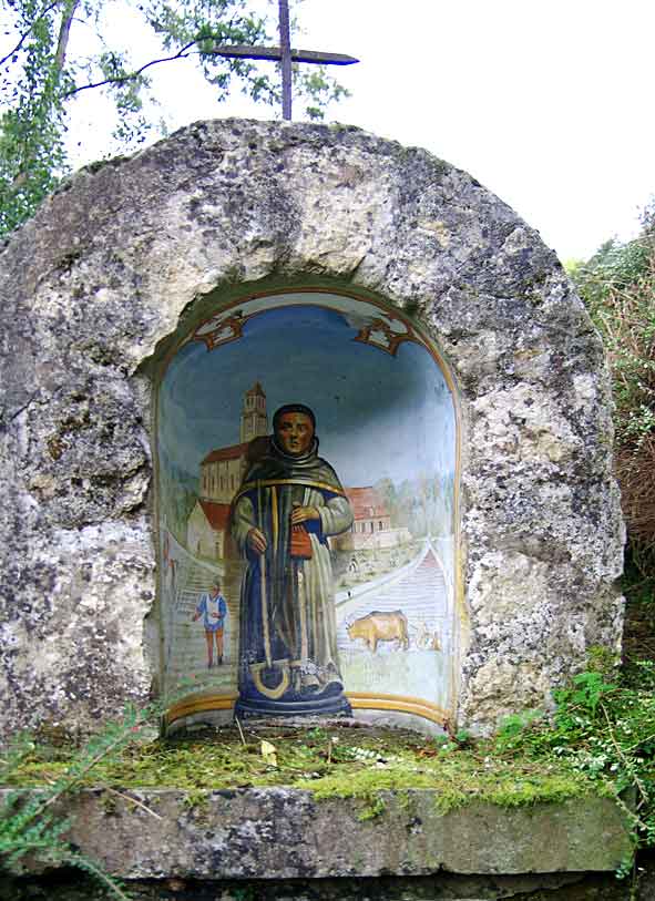 peinture illustrant saint Fiacre au-dessus de la fontaine