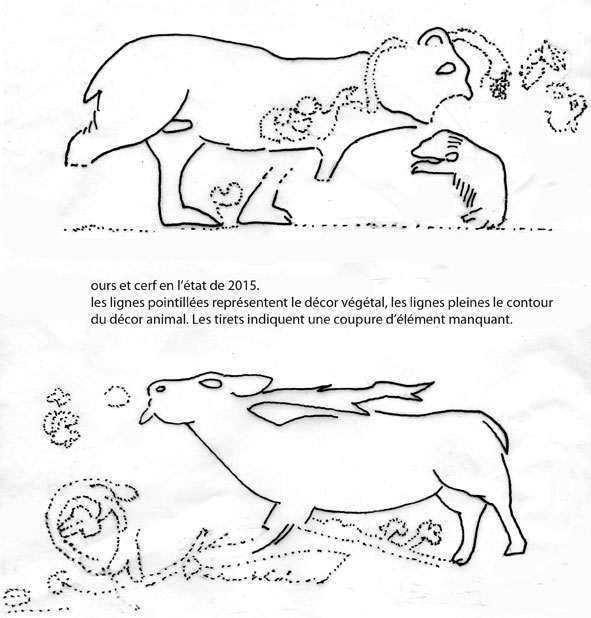 dessin d'interprétation des deux sculptures